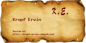 Kropf Ervin névjegykártya